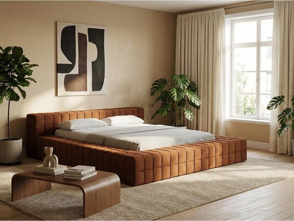 Zelená čalúnená dvojlôžková posteľ s roštom 160x200 cm Akela – Makamii