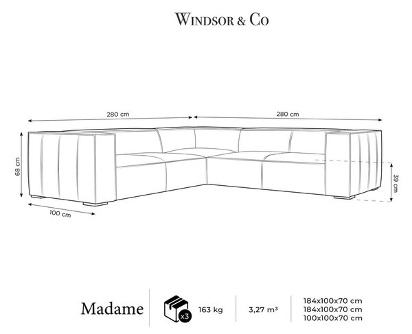 Tmavomodrá kožená rohová pohovka (variabilná) Madame – Windsor & Co Sofas