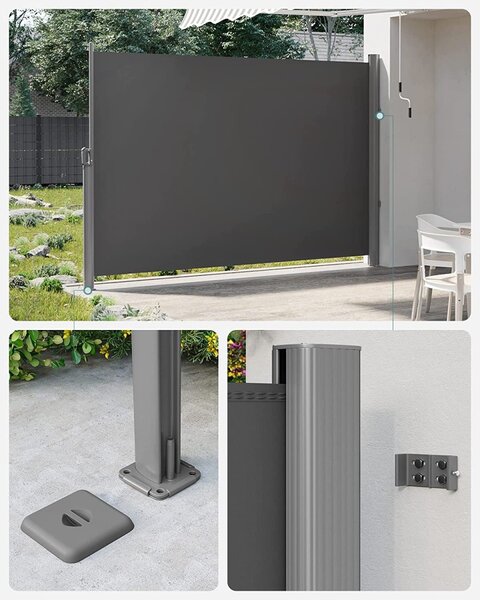 SONGMICS Bočná markíza Orrine 180x400 cm tmavo šedá