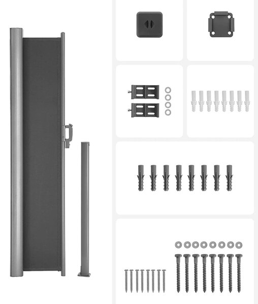 SONGMICS Bočná markíza Orrine 180x400 cm tmavo šedá