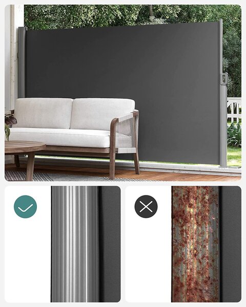 SONGMICS Bočná markíza Orrine 180x400 cm tmavo šedá