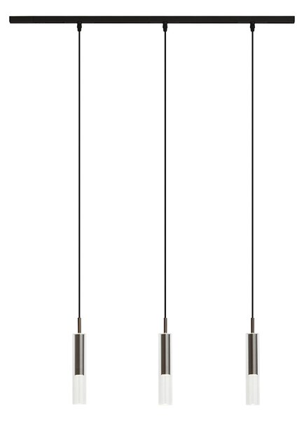 Moderný koľajnicový systém čierny s 3 závesnými svietidlami tmavý bronz 1-fázový - Slimline Loyce
