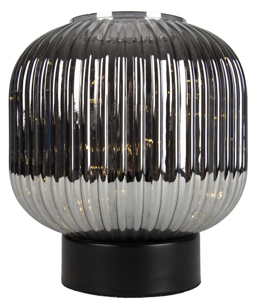 Stolná lampa Art Deco čierna s dymovým sklom vrátane svetelnej šnúry E27 - Karel