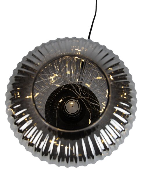 Stolná lampa Art Deco čierna s dymovým sklom vrátane svetelnej šnúry E27 - Karel