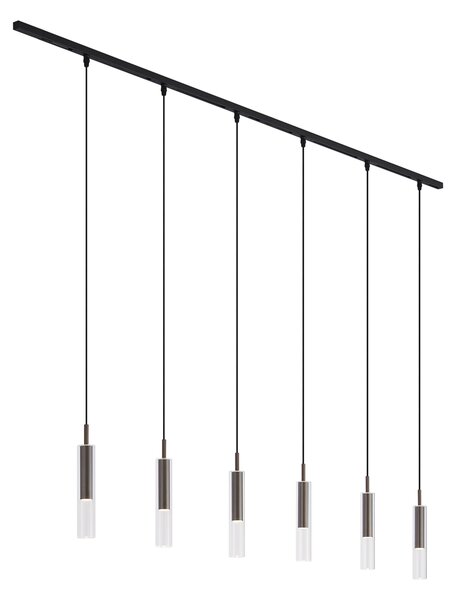 Moderný koľajnicový systém čierny so 6 závesnými svietidlami tmavý bronz 1-fázový - Slimline Loyce