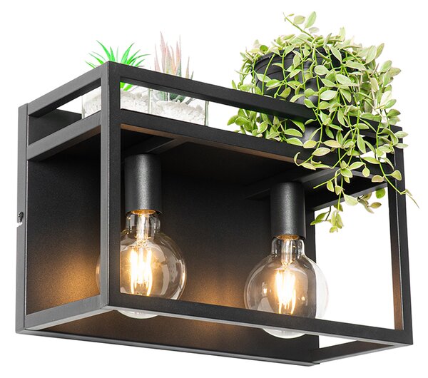Inteligentná nástenná lampa čierna s poličkou vrátane 2 Wifi G95 - Cage Rack