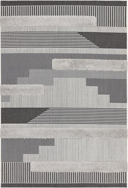 ASIATIC LONDON Alfresco Monty Black Grey Geometric - koberec ROZMER CM: 200 x 290