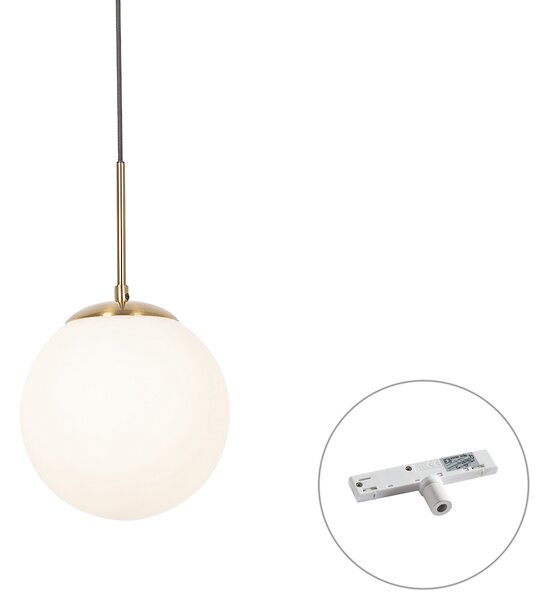 Závesná lampa Art Deco zlatá s opálovým sklom vrátane bieleho adaptéra na koľajnicu 1-fázová - Slimline Flore