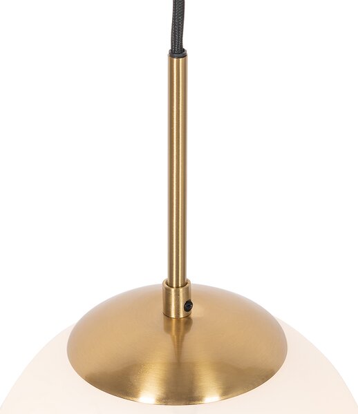 Závesná lampa Art Deco zlatá s opálovým sklom vrátane bieleho adaptéra na koľajnicu 1-fázová - Slimline Flore