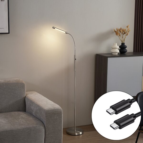 Moderná oceľová stojaca lampa vrátane LED 3-stupňové stmievanie nabíjateľná - Statler