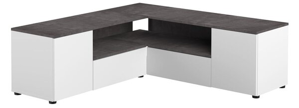 Sivo-biely TV stolík v dekore betónu 130x46 cm Angle – TemaHome