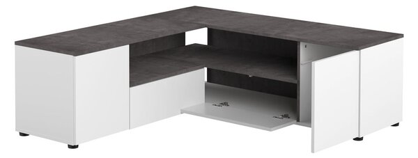 Sivo-biely TV stolík v dekore betónu 130x46 cm Angle – TemaHome