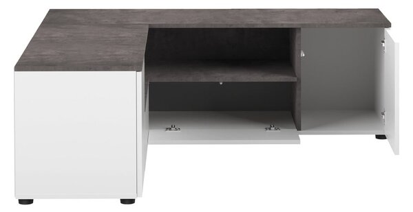 Sivo-biely TV stolík v dekore betónu 130x46 cm Angle – TemaHome