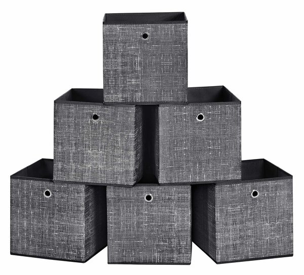 VASAGLE Úložný box - čierna - 30x30x30 cm - 6 ks