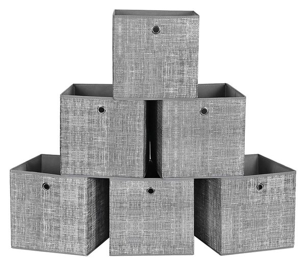 SONGMICS Úložný box - šedá - 30x30x30 cm - set 6ks