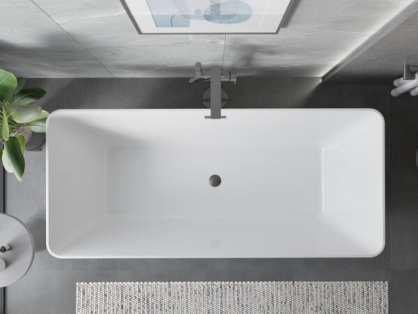 Mexen Velo Slim, voľne stojaca vaňa 170 × 75 cm, biela lesklá, grafitový prepad, 52811707500-66