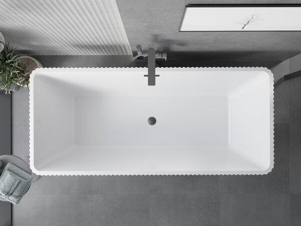 Mexen Tava, voľne stojaca ryhovaná vaňa 170 x 75 cm, biela-čierna, brúsený grafit prepad, 52851707575-66