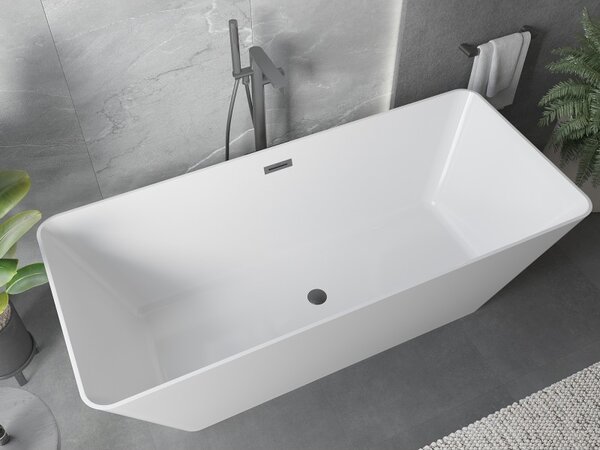 Mexen Velo Slim, voľne stojaca vaňa 170 × 75 cm, biela lesklá, grafitový prepad, 52811707500-66