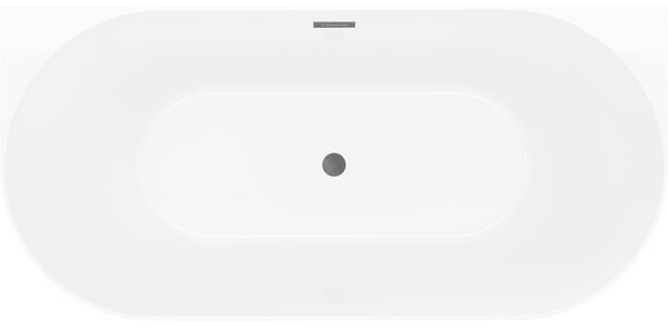 Mexen Oval Slim, voľne stojaca vaňa ku stene, 170 x 80 cm, biela-šedá, brúsený grafit prepad, 52661708062-66