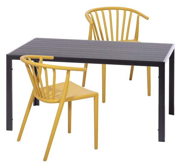 Súprava 2 žltých jedálenských stoličiek Capri a čierneho stola Viking - Essentials