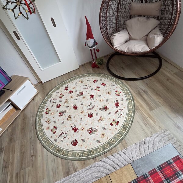 Villeroy & Boch Kusový koberec Toy's delight so strihaným vlasom 106218 Green, Multicolor kruh, 160x160 (priemer) kruh, zelená, obývacia izba