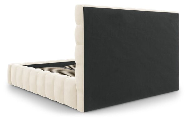 Béžová čalúnená dvojlôžková posteľ s úložným priestorom s roštom 200x200 cm Bali – Cosmopolitan Design
