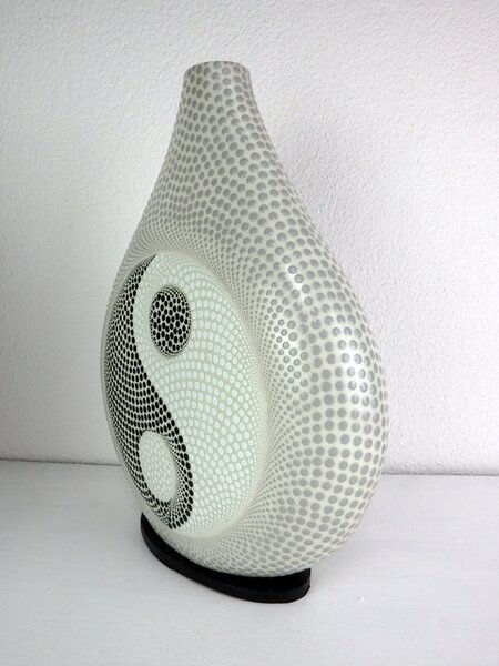 Stolná lampa JIN JANG biela, obojstranne maľovaná, 40 cm