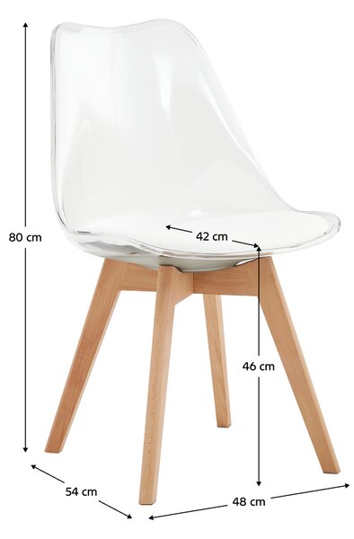 Kondela Stolička, transparentná, akryl/ekokoža/buk, BALI 2 NEW