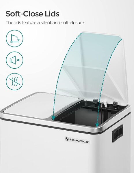 SONGMICS Kôš na triedený odpad 2 x 15 l biely