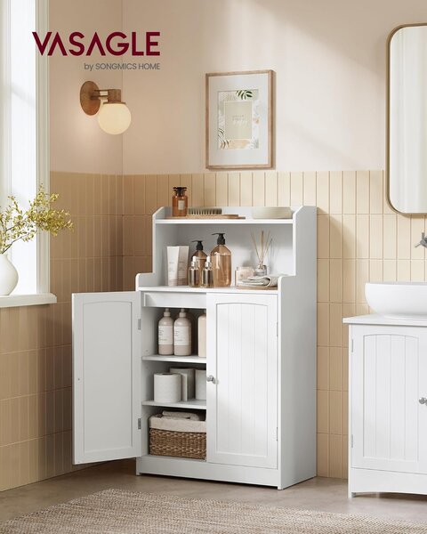 VASAGLE Skrinka s policou 60 x 100 x 30 cm biela