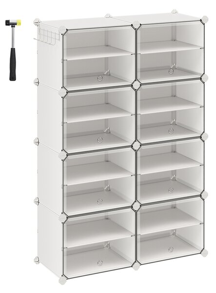 SONGMICS Skladací regál na topánky 8 kociek 82 x 120 x 32 cm biely