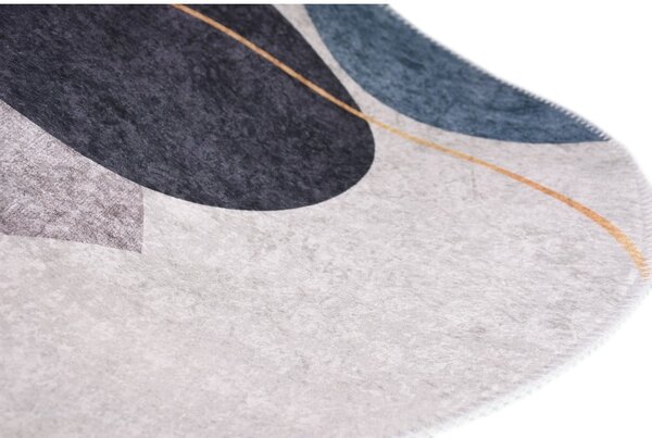 Modro-sivý umývateľný koberec 60x100 cm Oval – Vitaus