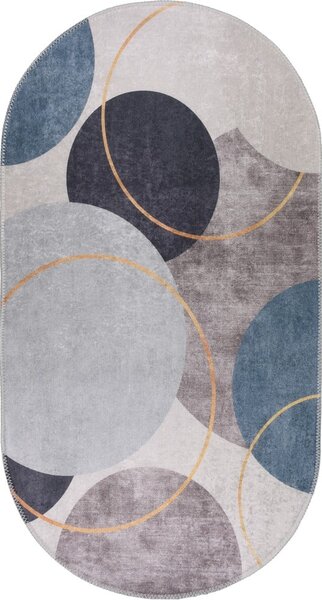 Modro-sivý umývateľný koberec 60x100 cm Oval – Vitaus