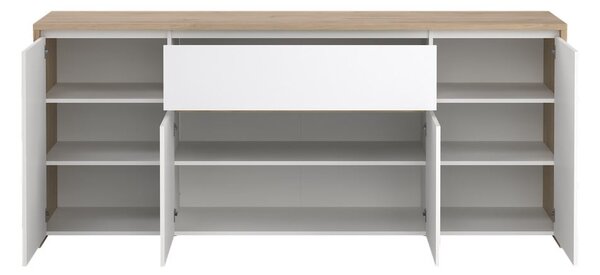 Biela/v prírodnej farbe komoda v dekore duba 197x84x48 cm Next – Tvilum