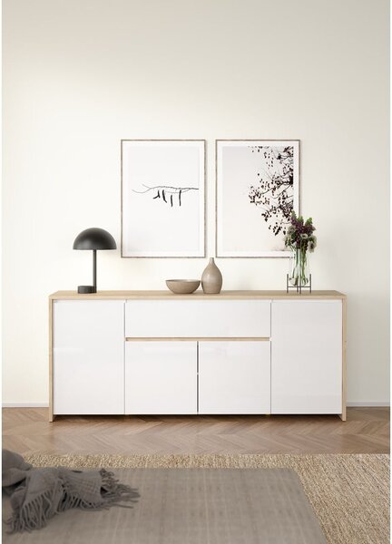 Biela/v prírodnej farbe komoda v dekore duba 197x84x48 cm Next – Tvilum