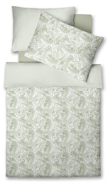 OBOJSTRANNÁ POSTEĽNÁ BIELIZEŇ, makosatén, zelená, biela, 140/200 cm Fleuresse - Obliečky & plachty
