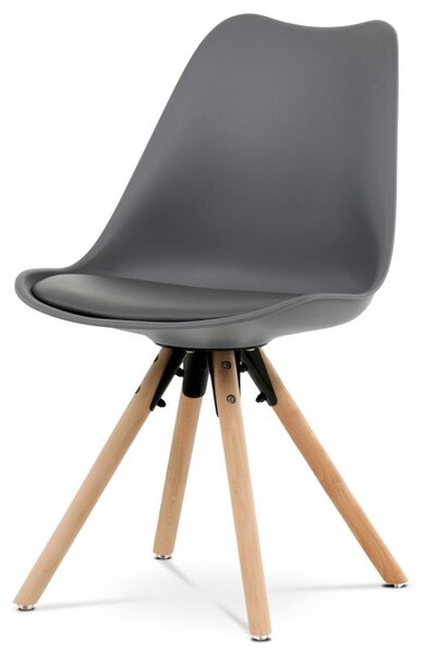 Jedálenská stolička, plastová škrupina, sedák ekokoža sivá (a-762 sivá)