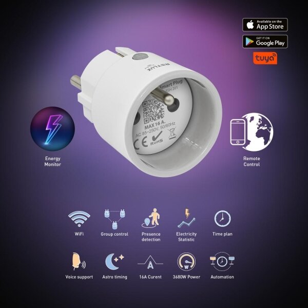 Retlux - Inteligentná zásuvka 3680W/230V/Typ E/16A Wi-Fi Tuya