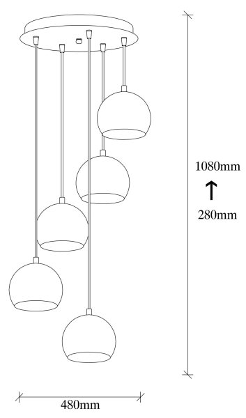 Luster na lanku SIVANI 5xE27/40W/230V medená