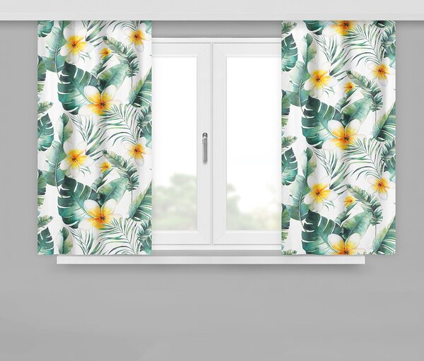 Závesy na okná s kvetinami 160 x 170 SKLADOM Biela