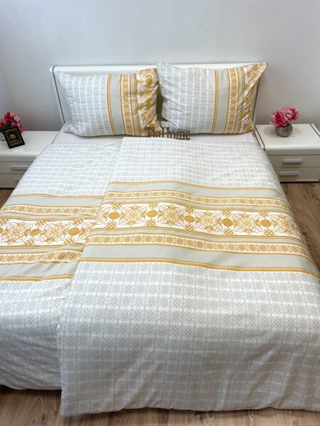Obliečky bavlnené Angelika gold TiaHome - 1x Vankúš 90x70cm, 1x Paplón 140x200cm