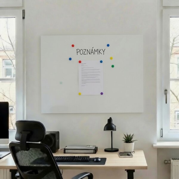 Bezrámová magnetická popisná tabuľa ULTRASLIM BIELA 60x60 cm