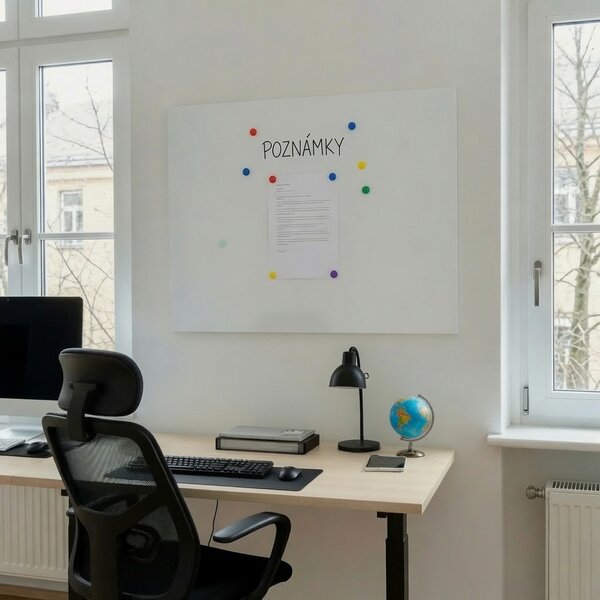 Bezrámová magnetická popisná tabuľa ULTRASLIM BIELA 60x60 cm