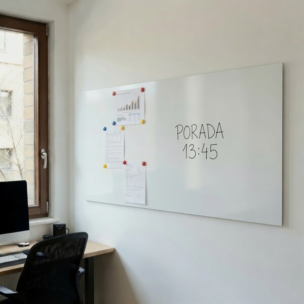 Bezrámová magnetická popisná tabuľa ULTRASLIM BIELA 60x60 cm