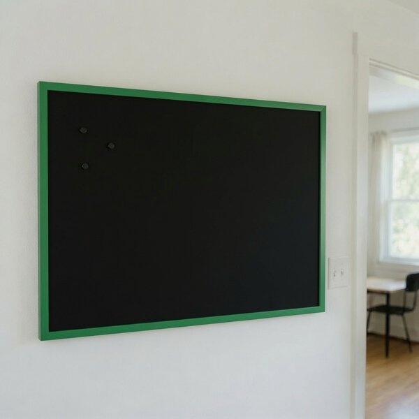 Čierna magnetická tabuľa v zelenom drevenom ráme COLOR 50x50 cm