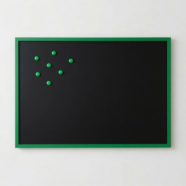 Čierna magnetická tabuľa v zelenom drevenom ráme COLOR 50x50 cm