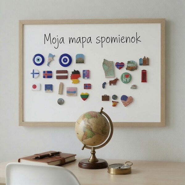 Biela tabuľa na magnetky v drevenom prírodnom ráme CLASSIC 50x50 cm