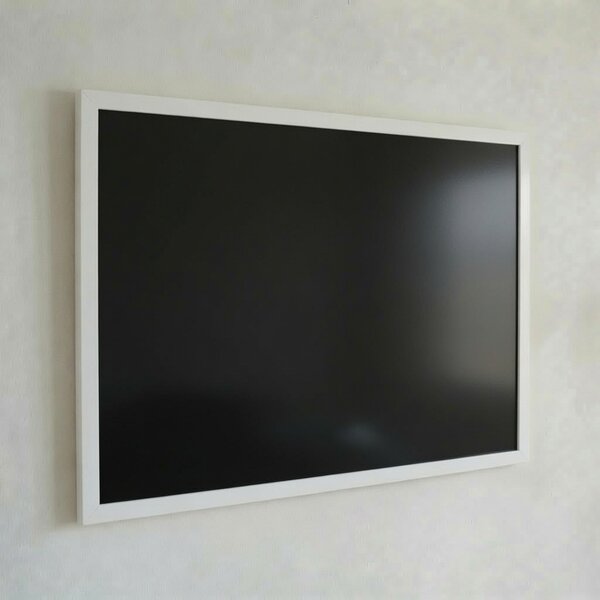 Čierna magnetická tabuľa v bielom drevenom ráme COLOR 60x40 cm