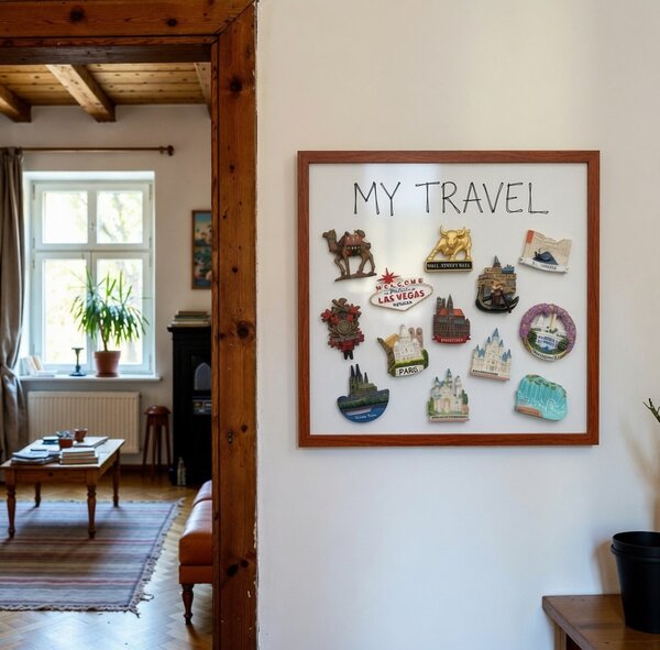Biela tabuľa na magnetky NATURE LINE v drevenom ráme MAHAGÓN 100x40 cm