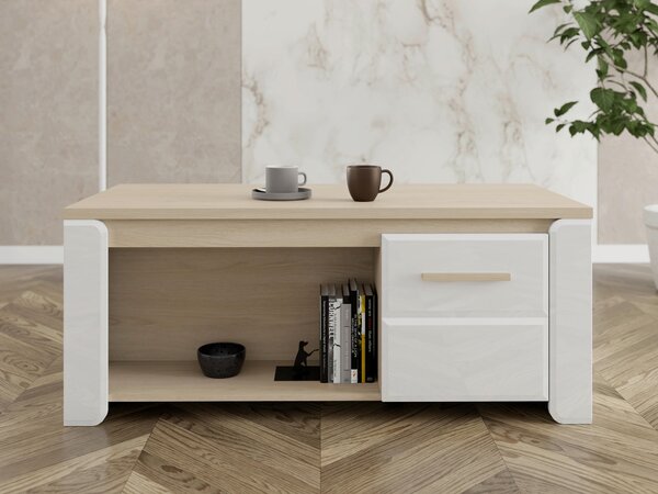 KONFERENČNÝ STOLÍK, biela, dub bianco, kompozitné drevo, 120/49,5/56,5 cm Carryhome - Stolíky do obývačky